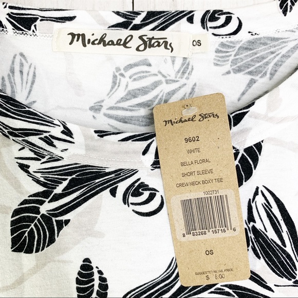New! {Michael Stars} Bella Floral Boxy Crew Tee OS - Picture 6 of 8